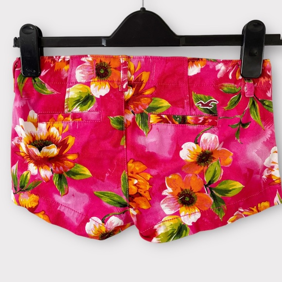 Hollister Floral Low Rise Shorts W23 Sz 00 Pink Orange Hawaiian Summer Holiday - Picture 4 of 13